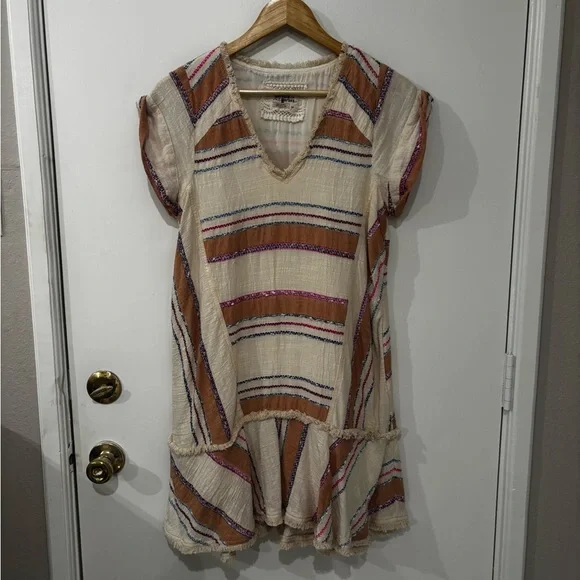 Anthropologie Holding Horses Size XSP Elira  Earth Tone Striped Tunic Dress - Picture 4 of 9